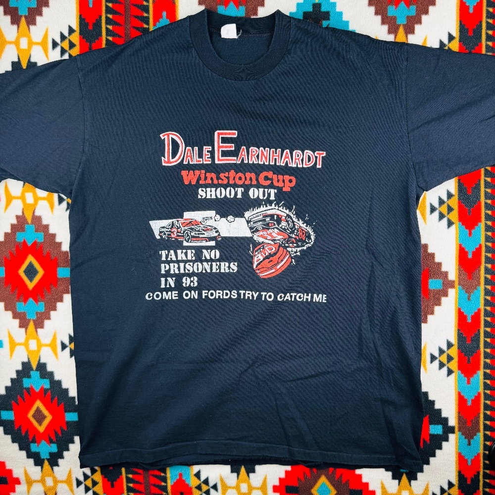 Vintage Dale Earnhardt graphic t-shirt featuring a bold Winston Cup Shootout des